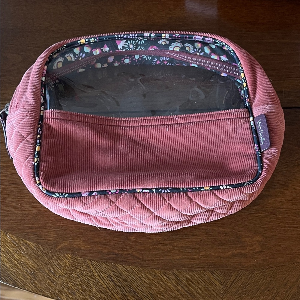 Vera Bradley Pink Quilted Pouch with Floral Trim